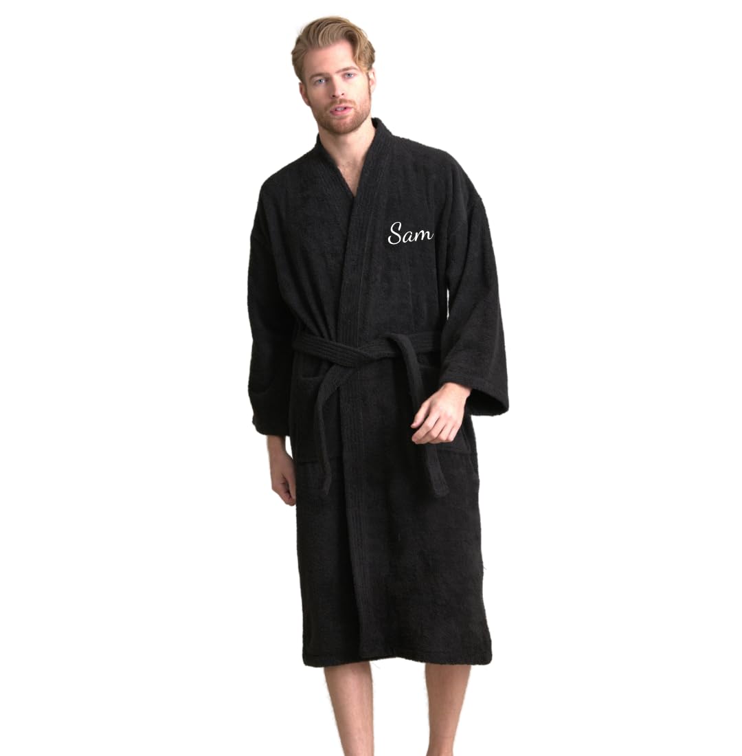 Men's Absorbent Kimono Bathrobe, 100% Turkish Cotton Terry