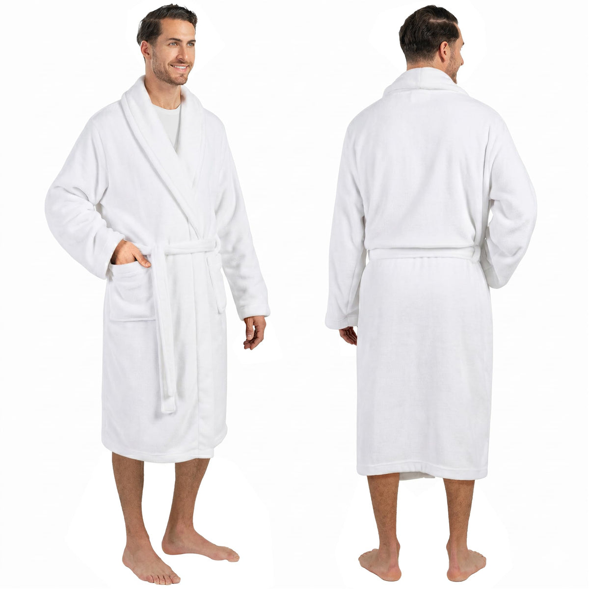 PAVILIA Mens Soft Fleece Bathrobe Lightweight Long Robe for Men Shower Bath