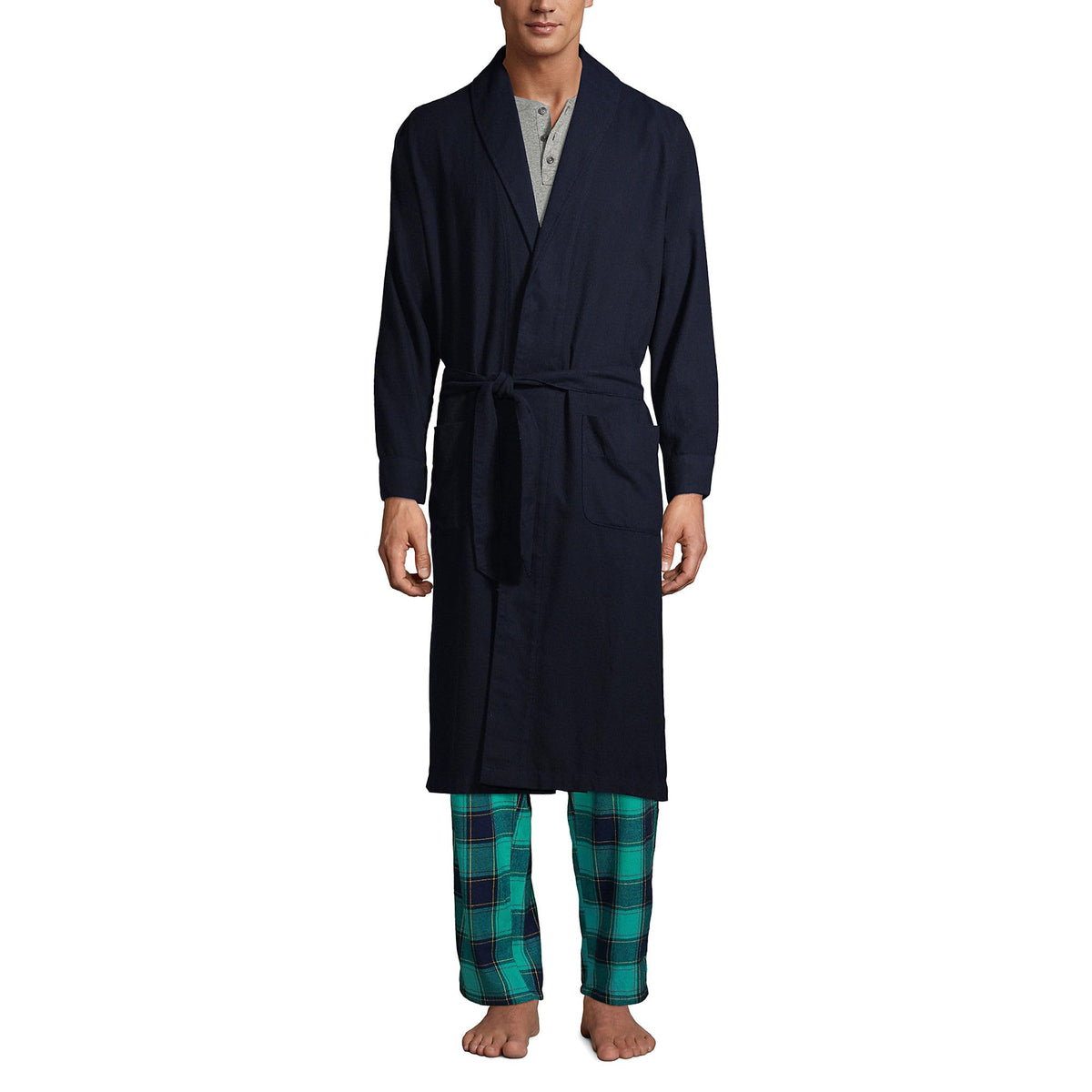 Lands' End Men's Flannel Sleepwear Robe