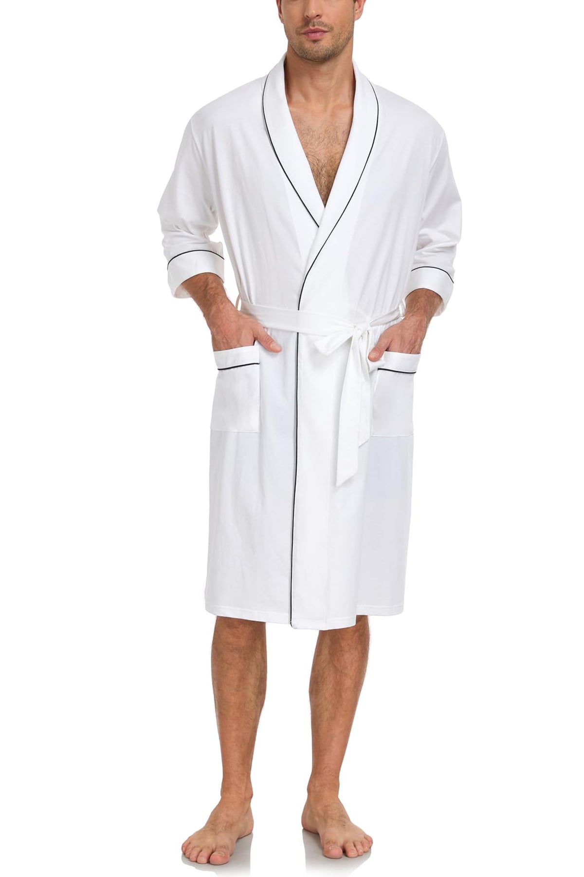 COLORFULLEAF Men's 100% Cotton Robe Lightweight Summer Short Bathrobe