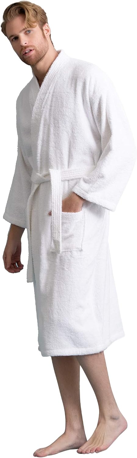 Men's Kimono Bathrobe, 100% Turkish Cotton Terry, Absorbent