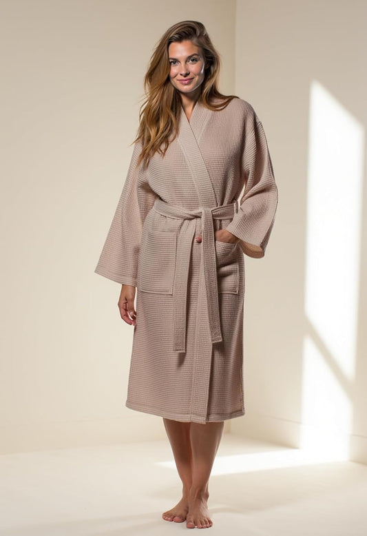Turquaz Womens Lightweight Waffle Kimono Bathrobe for Men - Soft Quick-Dry Spa & Summer Towel Robe, Cotton Blend