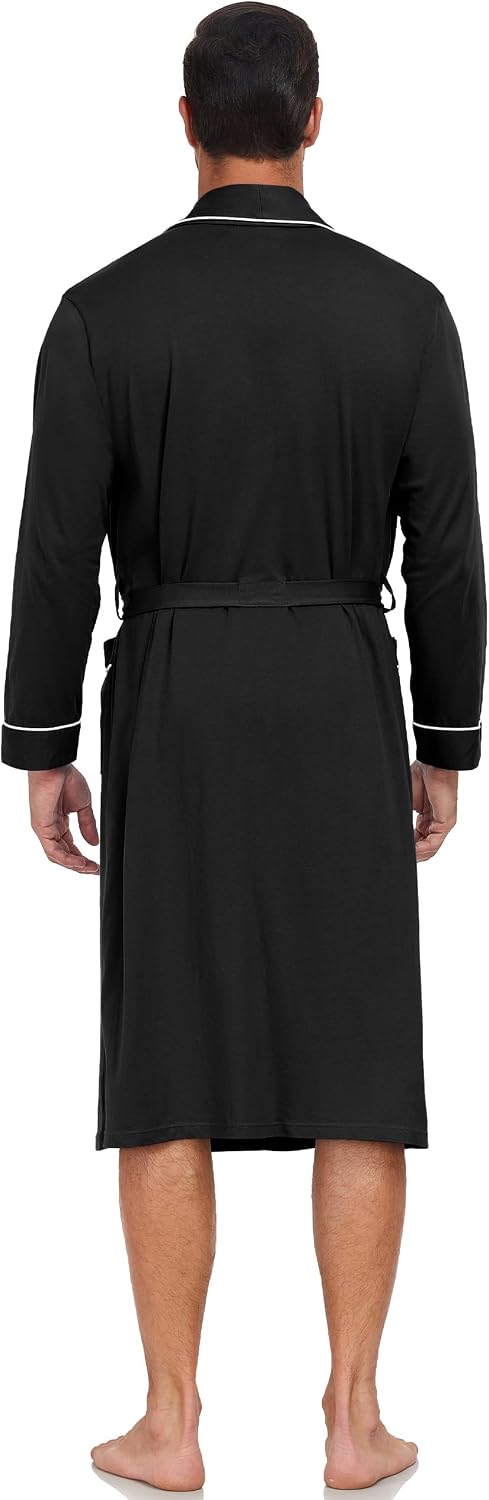 CF Mens Cotton Robe Lightweight Bathrobes Soft Long Robe Kimono Bathrobe