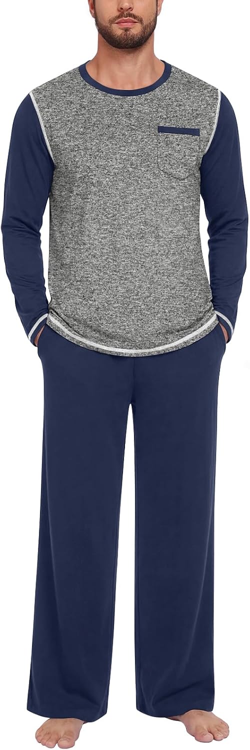 Aodemo Mens Pajamas Set 2 Piece Pjs Sleepwear Loungewear with Pocket