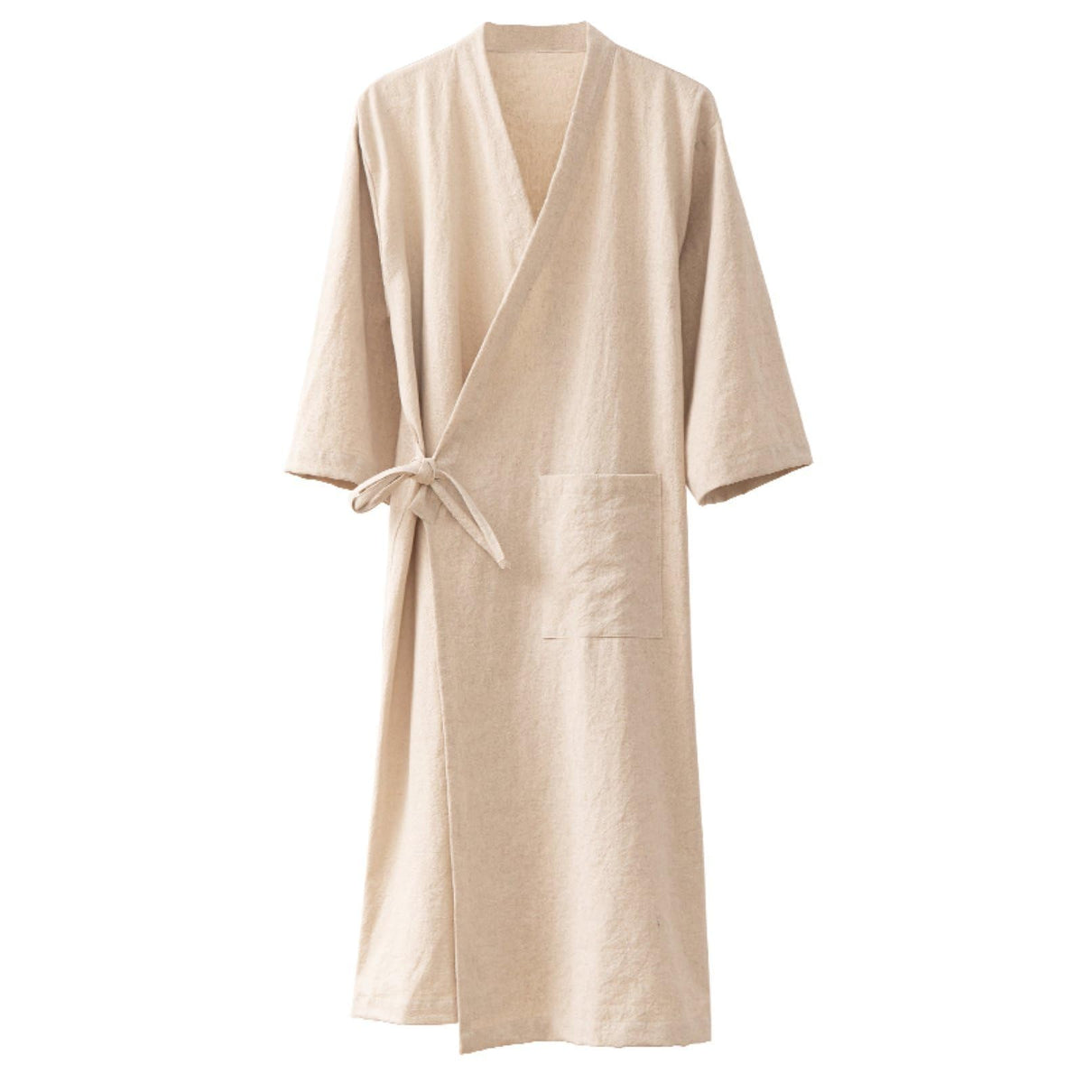 Men's Women's Cotton Linen Bathrobe Couples Japanese-Style Absorbent Quick-Drying Kimono Yukata Sauna Robe