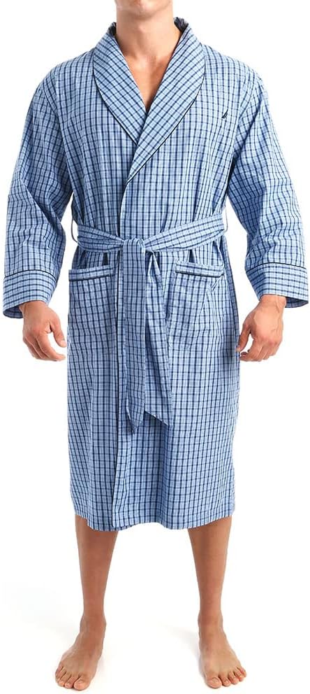 Nautica Men's Long Sleeve Lightweight Cotton Woven Robe