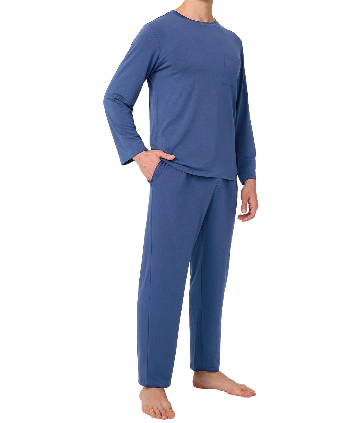BAMBOO COOL Men's Pajama Set Long Sleeve PJs with Pants & Pockets