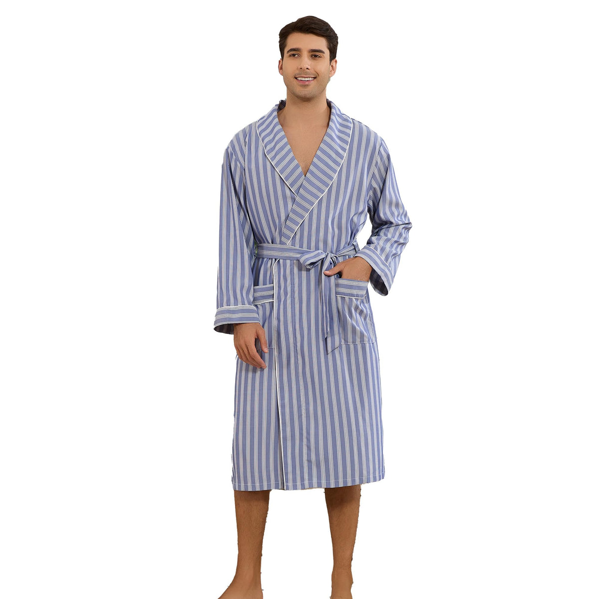 Vulcanodon Mens Robe, Lightweight Breathable Kimono Bathrobe, Soft Sleepwear