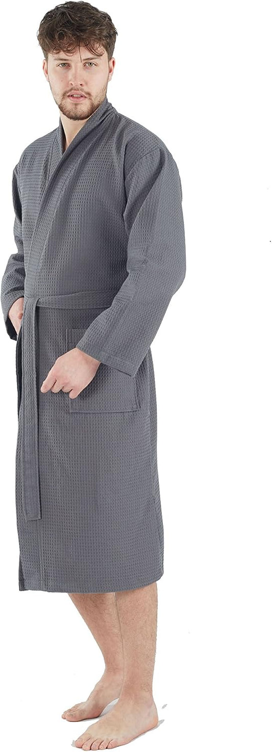 BAGNO MILANO 100% Turkish Cotton Waffle Men's Bathrobe, Soft Spa & Hotel