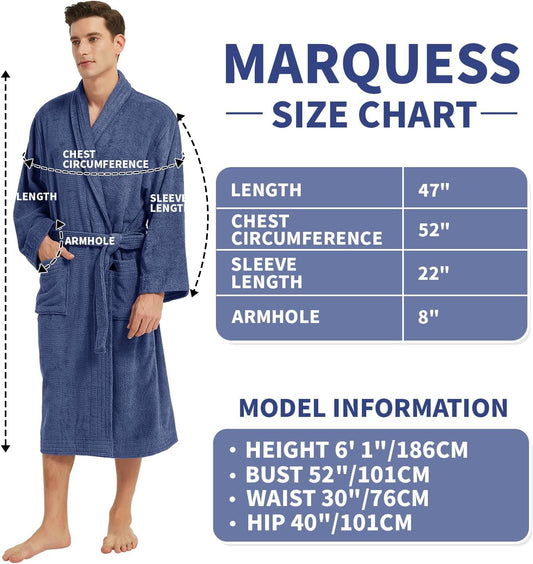 Marquess All-Cotton Bathrobe Thick Plush Cloth Housecoat Terry Toweling, Sweat Steaming Clothes Comfortable & Warm