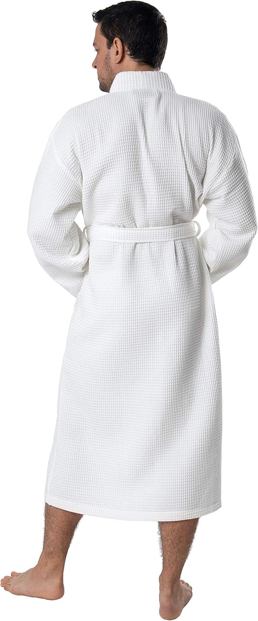 BAGNO MILANO 100% Turkish Cotton Waffle Men's Bathrobe, Soft Spa & Hotel