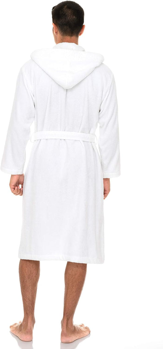 TowelSelections Mens Hooded Robe Cotton Terry Cloth Towel Bathrobe Soft Shower Bath Robes for Men XS to 4X