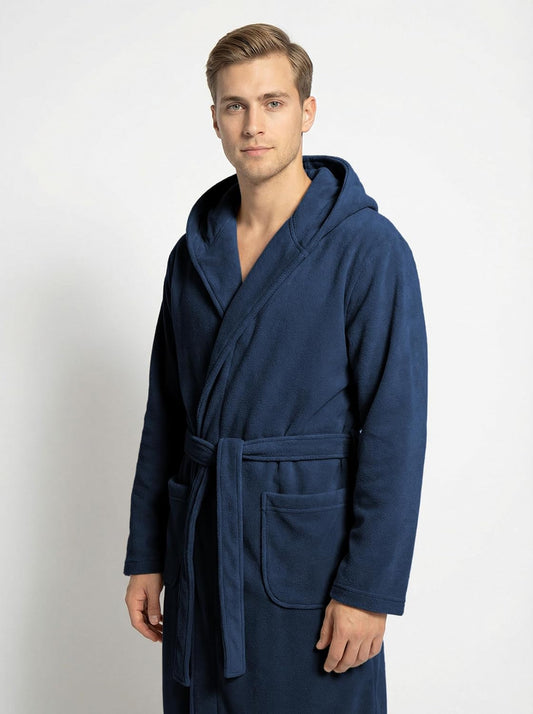 Andrew Scott Men's Hooded Plush Fleece Bathrobe | Ultra Soft Long Spa Robe | Ultimate Comfort & Warmth | Multi Packs Colors