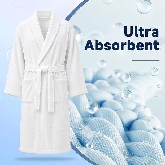 Men's Towel Robe with Shawl Collar Bathrobe, Absorbent Terry Cloth Robe for Men with Pockets, Quick-Dry Home Spa