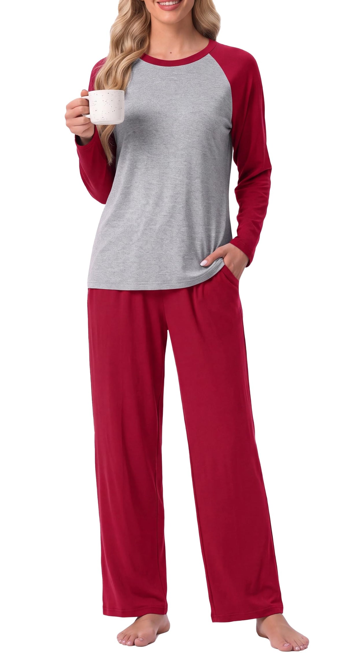 PrinStory Men's Pajama Sets Loungewear Sleepwear Pjs Lightweight Long Sleeve Shirts and Bottoms Soft Comfy Sleep Sets S-4XL
