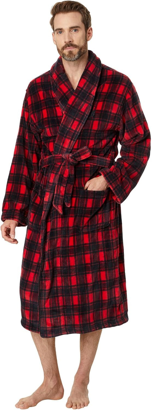 POLO RALPH LAUREN Microfiber Plush Long Sleeve Shawl Collar Robe