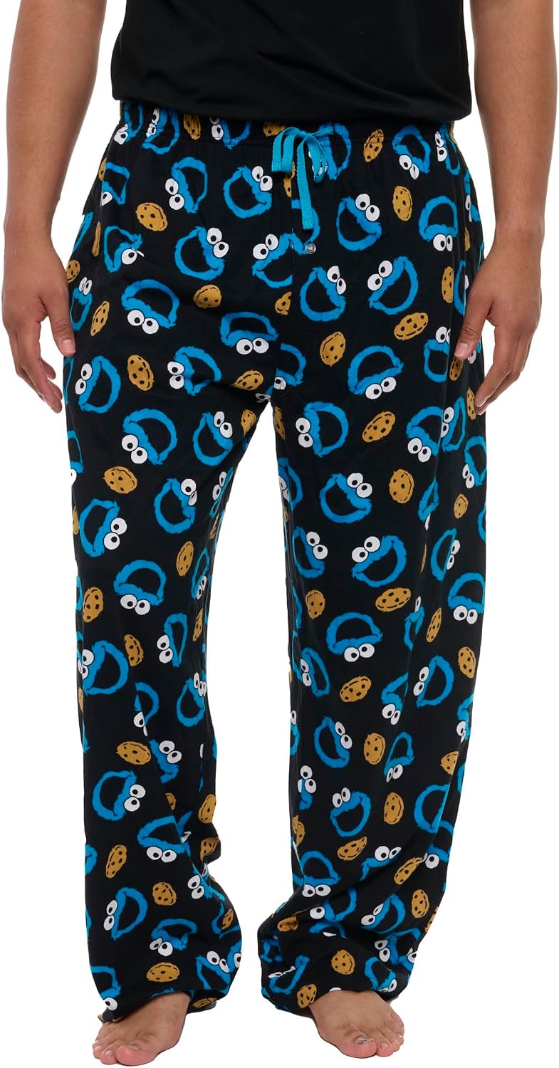 Sesame Street Mens Cookie Monster Lounge Pants AOP Pajama Bottoms