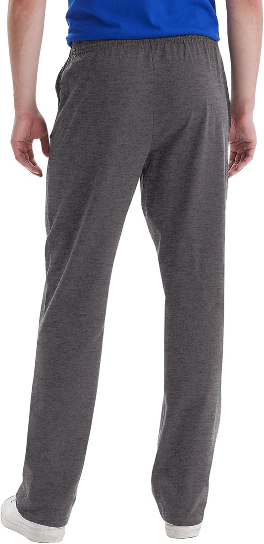 Hanes Men's Sweatpants Pack - 3-Pack - Essentials Midweight Cotton Jersey Lounge Pants - Open Bottom - Pockets - 32"