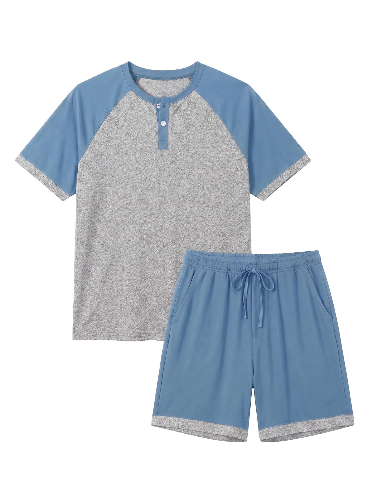 Men's Henley Pajama Sets 2 Piece Lounge Sleepwear Soft Sleep Summer Pjs