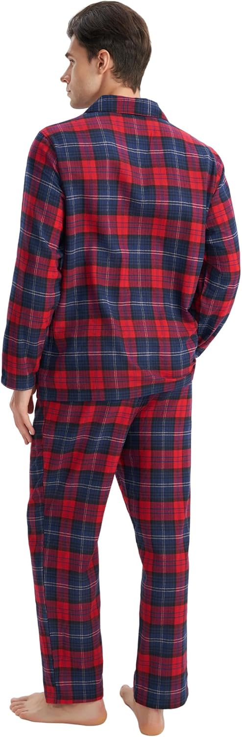 DAVID ARCHY Mens Pajamas Set Flannel Pjs Sets Cotton Pajamas for Men