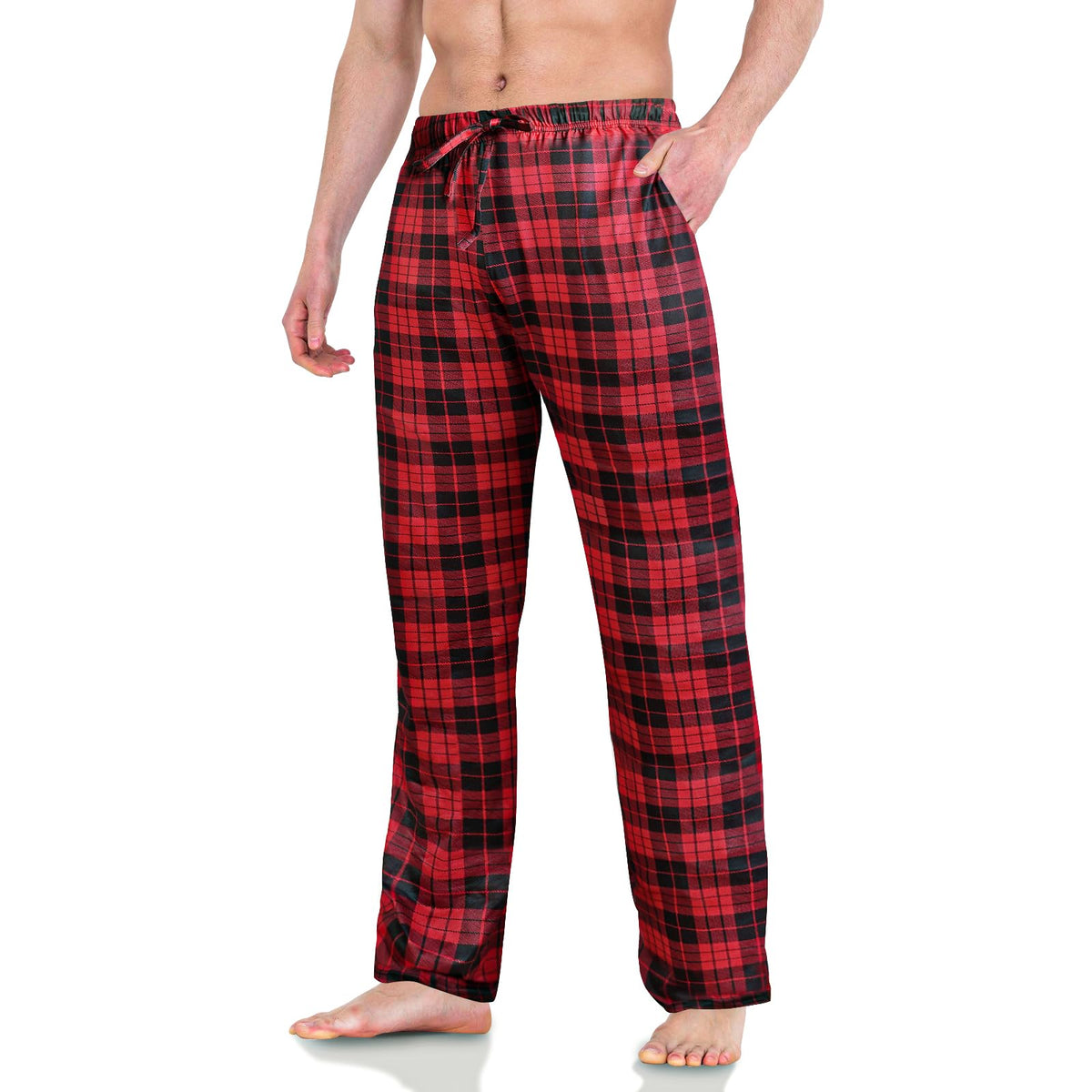 Mens Pajama Pants Cotton Drawstring Lounge Sleep Pants with Pockets Comfy Elastic Waist Pj Pajama Bottoms Sleepwear