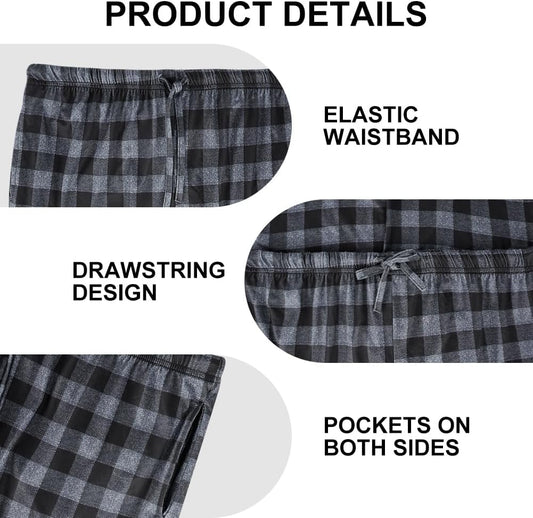 Mens Pajama Pants Cotton Drawstring Lounge Sleep Pants with Pockets Comfy Elastic Waist Pj Pajama Bottoms Sleepwear