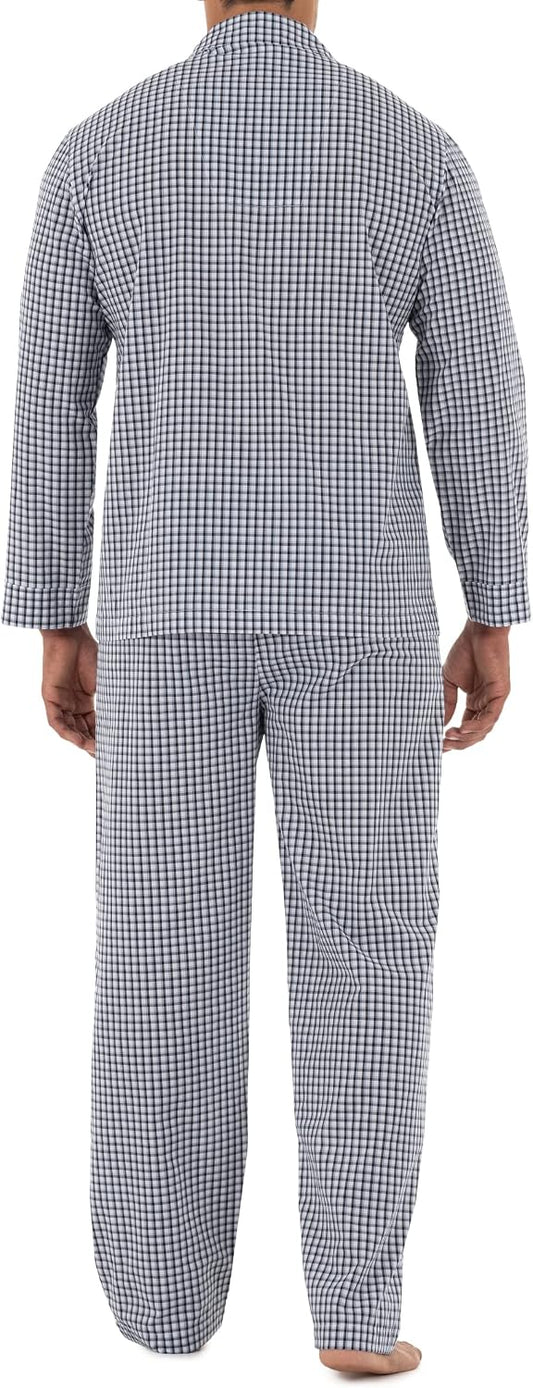 Fruit of the Loom Men's Long Sleeve Broadcloth Pajama Set