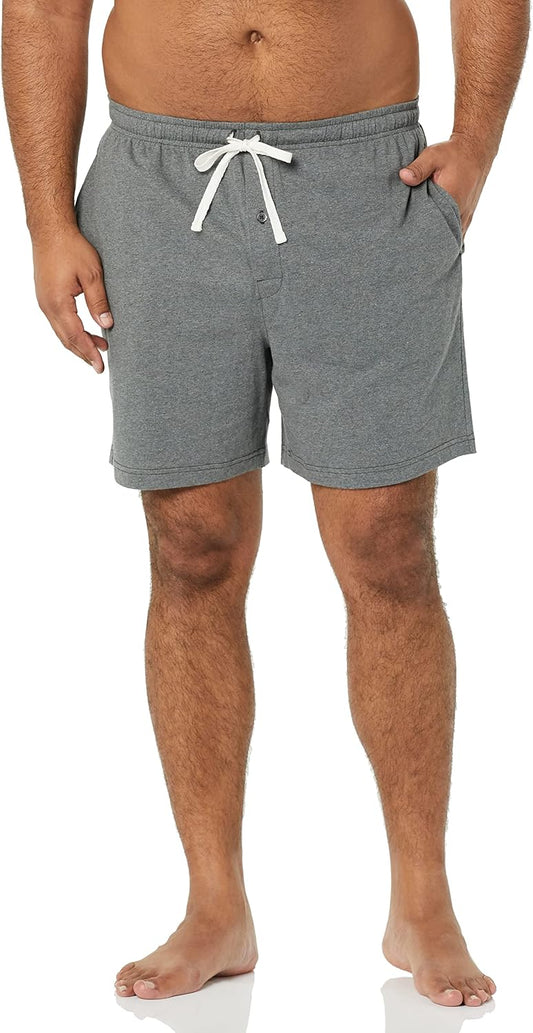 Amazon Essentials Men's 7" Cotton Knit Sleep Shorts, Loungewear Pajama Shorts with Drawstring, Elastic Waistband, Pack of 2
