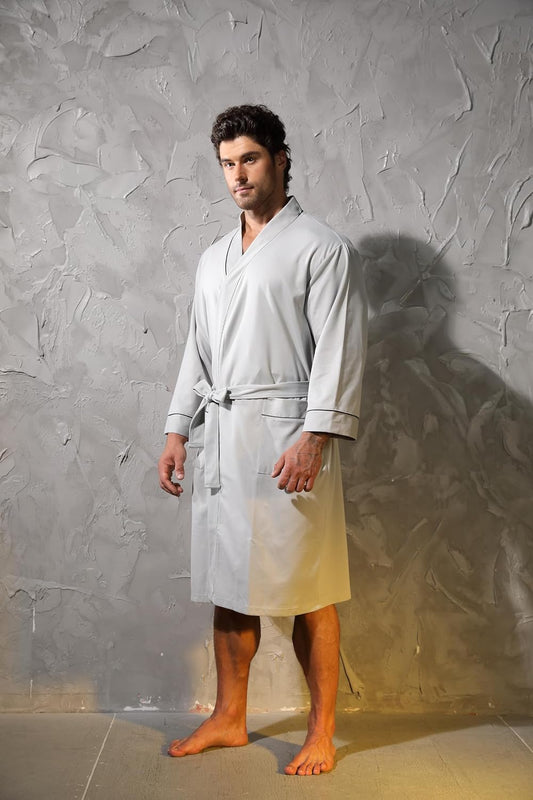 Mens Kimono Robe Lightweight Soft Bathrobe Sleepwear Loungewear with Pockets