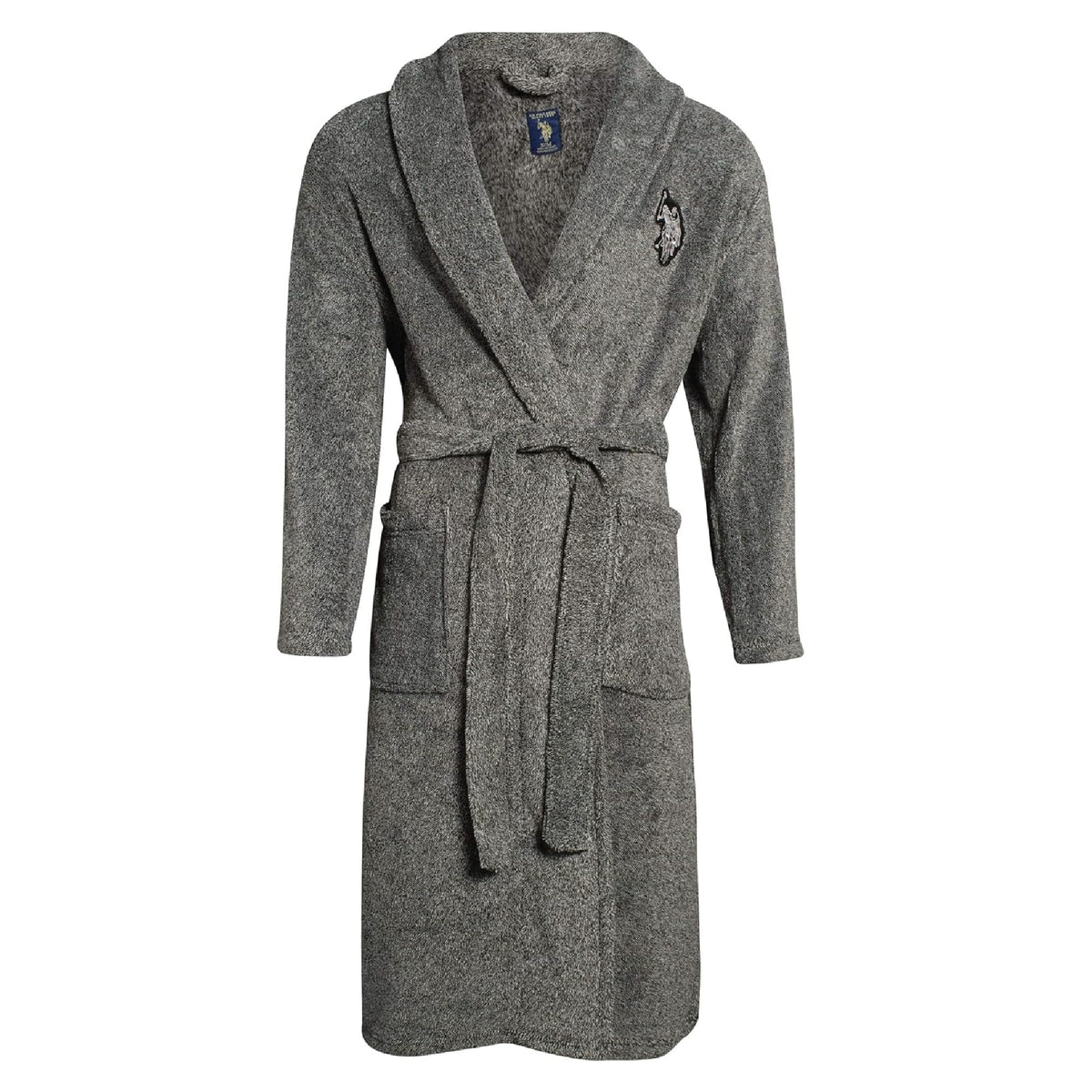 U.S. POLO ASSN. Mens Plush Fleece Bath Robe Shawl Collar with Pockets