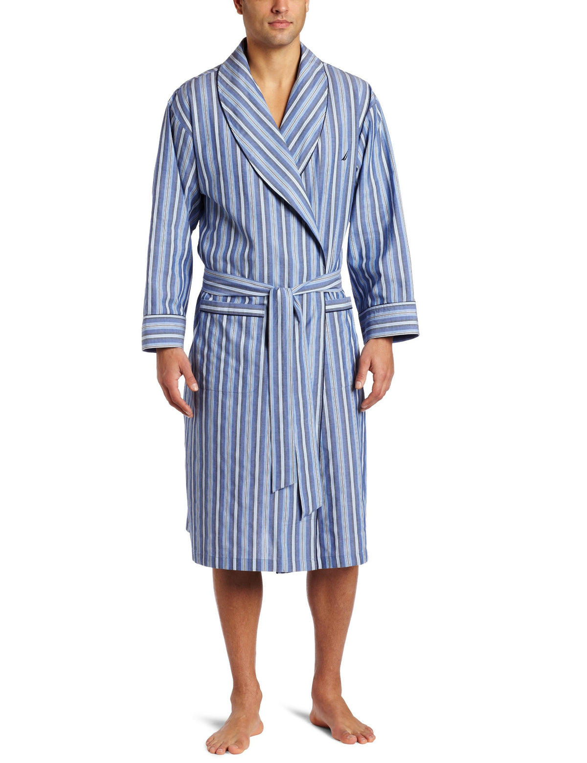 Nautica Men's Long Sleeve Lightweight Cotton Woven Robe