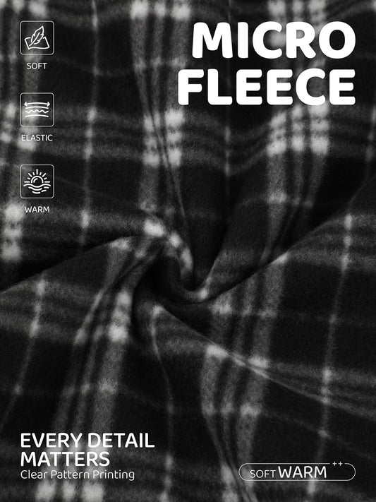 3 Pack Mens Pajama Pants Microfleece Plaid Sleep Lounge PJ Bottoms