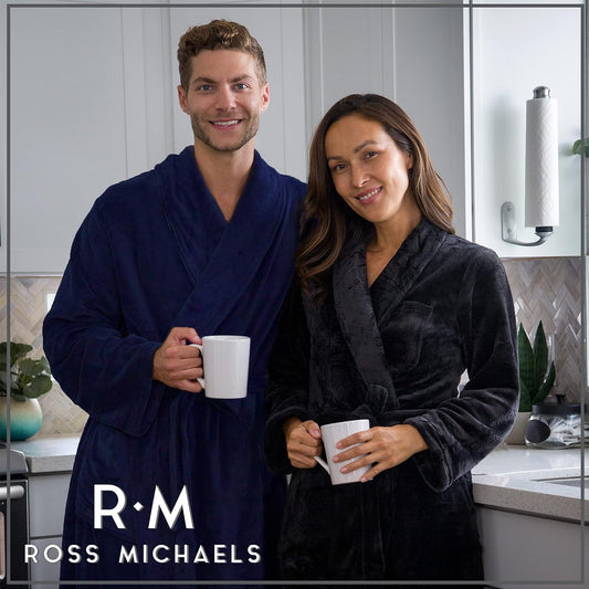 Ross Michaels Mens Robe Big & Tall - Long Plush Shawl Collar Fleece Bathrobe