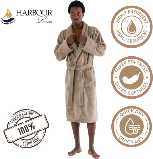 Men's Turkish Cotton Terry Bathrobe, Shawl Collar
