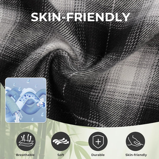 BAMBOO COOL Men's Pajama Bottoms Plaid Pajamas Pants Soft Lounge Woven Pj