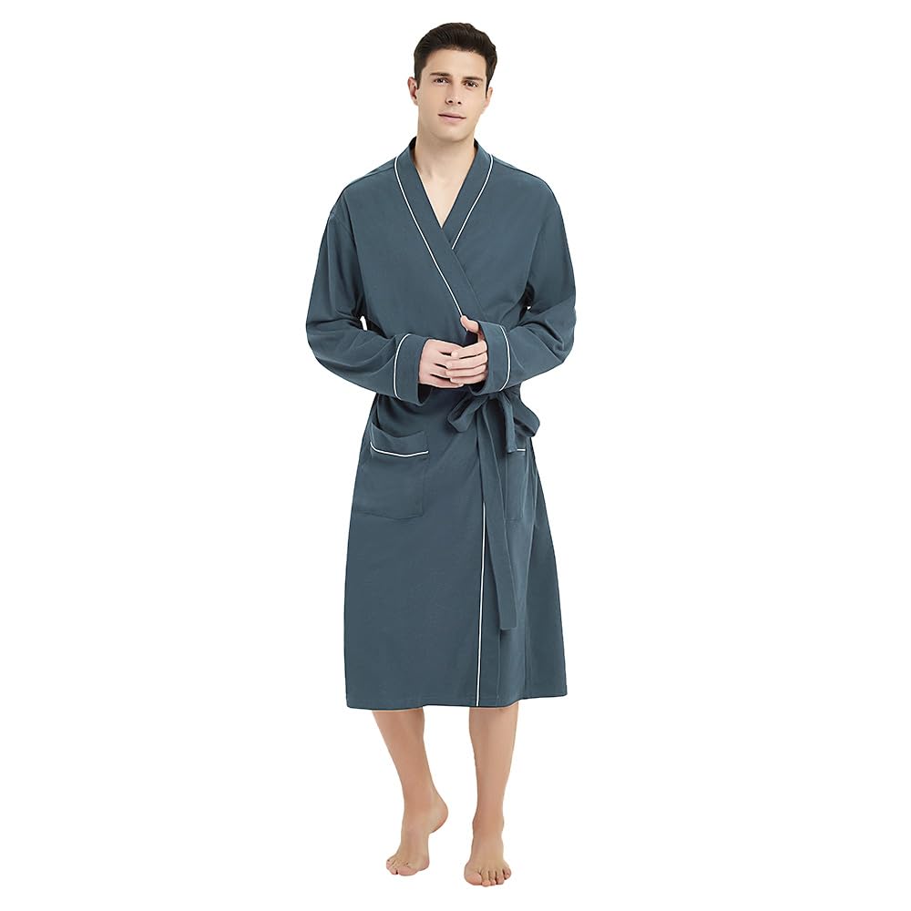 U2SKIIN Mens 100% Cotton Robe Lightweight Knit Bathrobe