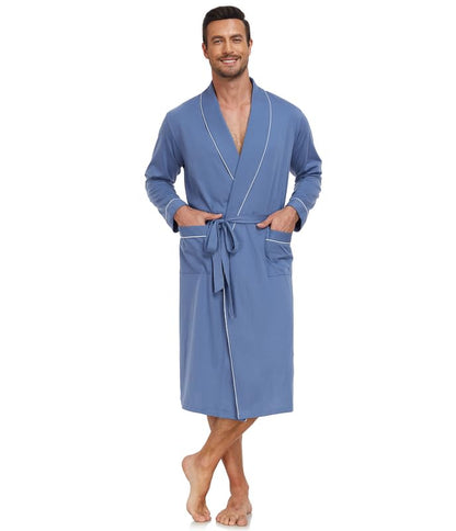 CF Mens Cotton Robe Lightweight Bathrobes Soft Long Robe Kimono Bathrobe