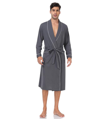 CF Mens Cotton Robe Lightweight Bathrobes Soft Long Robe Kimono Bathrobe
