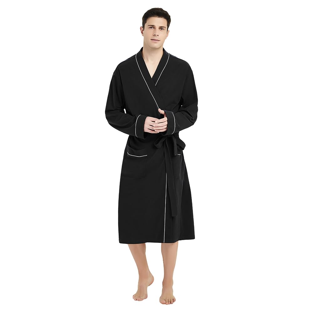 U2SKIIN Mens 100% Cotton Robe Lightweight Knit Bathrobe