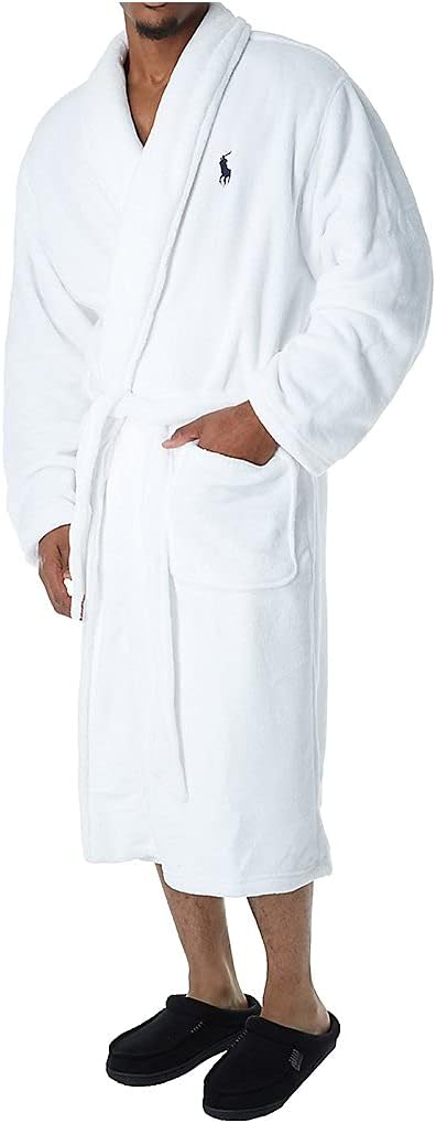 POLO RALPH LAUREN Microfiber Plush Long Sleeve Shawl Collar Robe