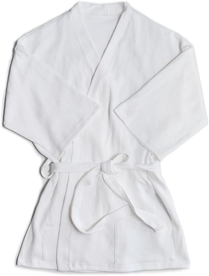 KISSQIQI Men's Cotton Robe Short Lightweight Bathrobe 3/4 Sleeve Loungewear