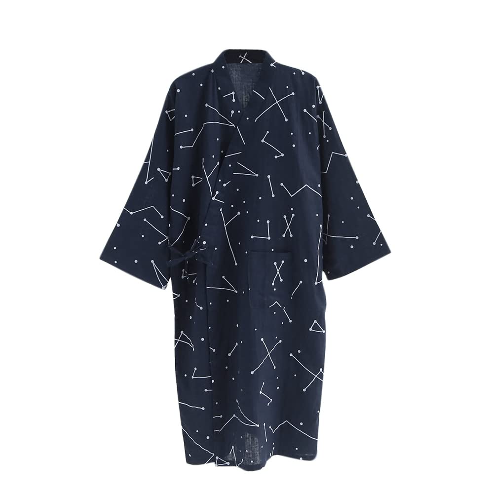 SIQITECHNO Men Kimono Robe Cotton Yukata Spa Sauna Bathrobe Sleepwear Japanese Kimono for Women Loungewear Nightgown Dressing