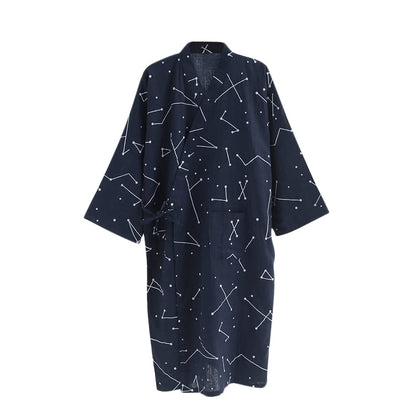 SIQITECHNO Men Kimono Robe Cotton Yukata Spa Sauna Bathrobe Sleepwear Japanese Kimono for Women Loungewear Nightgown Dressing