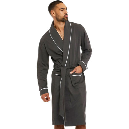 HOLOVE Men's Cotton Lightweight Robes Shower Spa Kimono Bathrobe