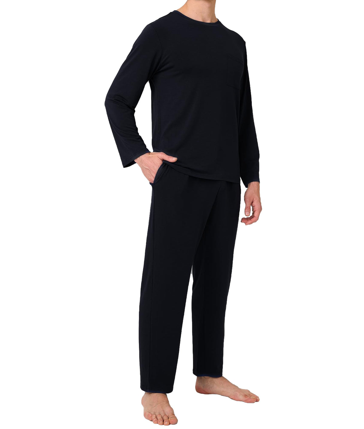 BAMBOO COOL Men's Pajama Set Long Sleeve PJs with Pants & Pockets