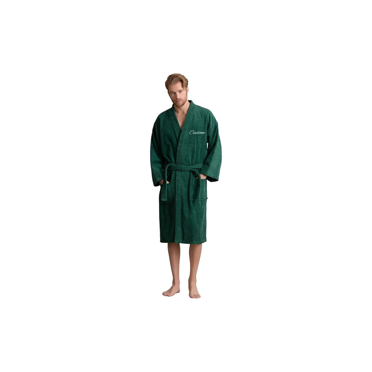 Men's Kimono Bathrobe, 100% Turkish Cotton Terry, Absorbent