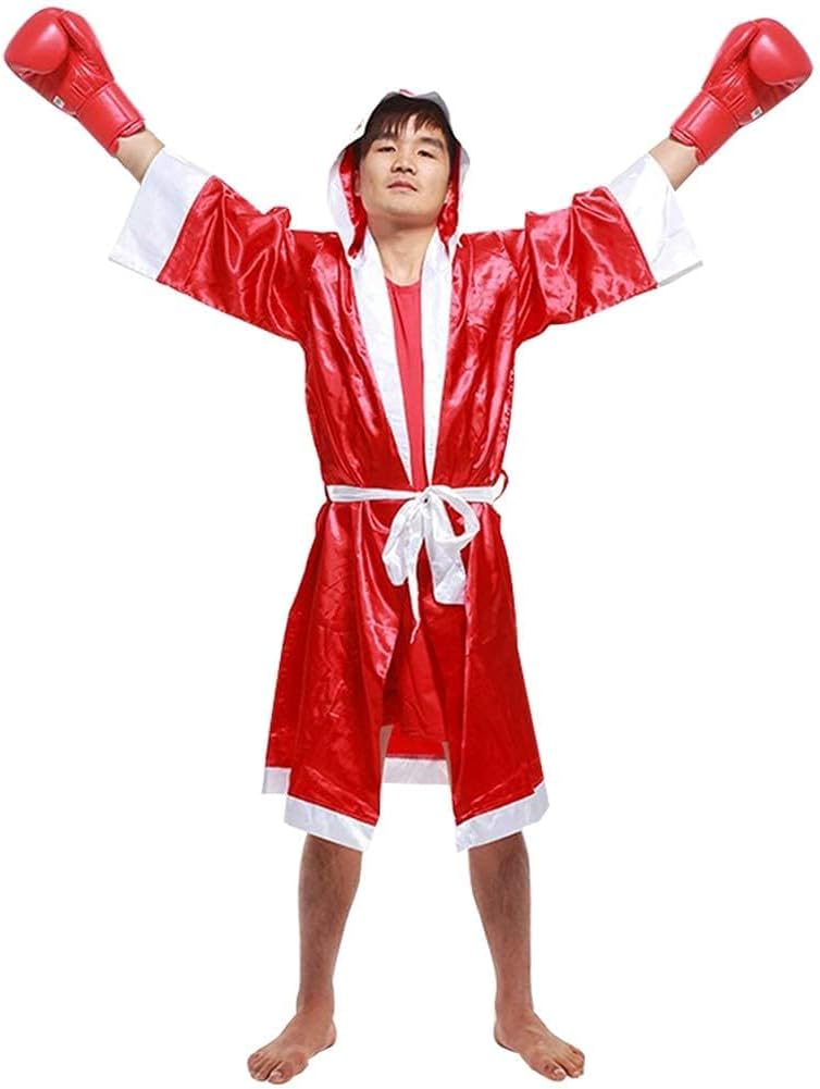 Boxer Costume Men, MMA Boxing Robe with Hood, Cotton Robe Lightweight Costume