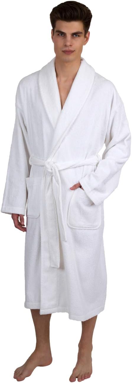TowelSelections Mens Robe 100% Cotton Terry Cloth Towel Bathrobe Luxury Soft Shawl Bath Robe for Men