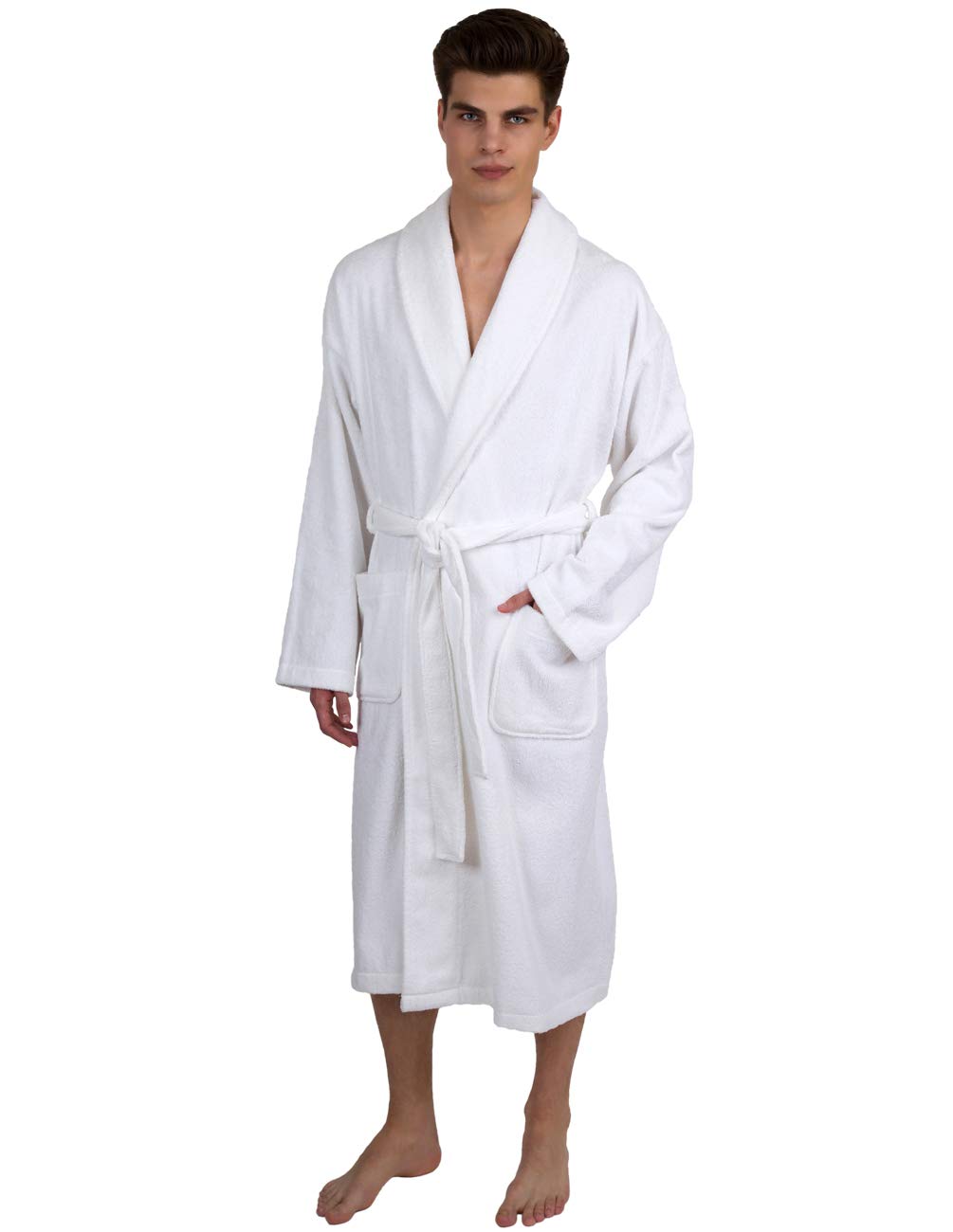 TowelSelections Mens Robe 100% Cotton Terry Cloth Towel Bathrobe Luxury Soft Shawl Bath Robe for Men