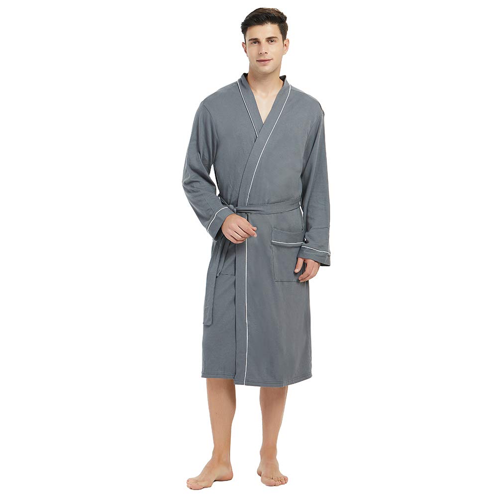 U2SKIIN Mens 100% Cotton Robe Lightweight Knit Bathrobe